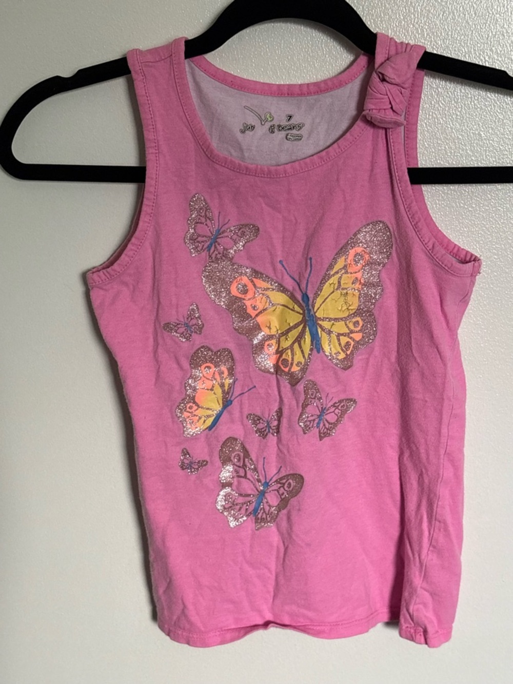 jumping beans Pink Butterfly Tank with Knotted Shoulder